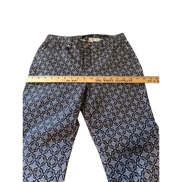 💖CHARTER CLUB Bristol Skinny Ankle navy white print pant front pockets - Picture 4 of 6